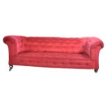 LATE 19TH CENTURY VICTORIAN RED CHESTERFIELD SOFA