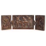 17TH CENTURY BRONZE TRIPTYCH OF THE DEPOSITION OF CHRIST