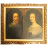 OIL ON CANVAS PAINTING OF CHARLES I AND QUEEN HENRIETTA AFTER VAN DYKE
