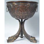 EARLY 20TH CENTURY DUTCH FLEMISH REPOUSSE BOWL ON LATER STAND