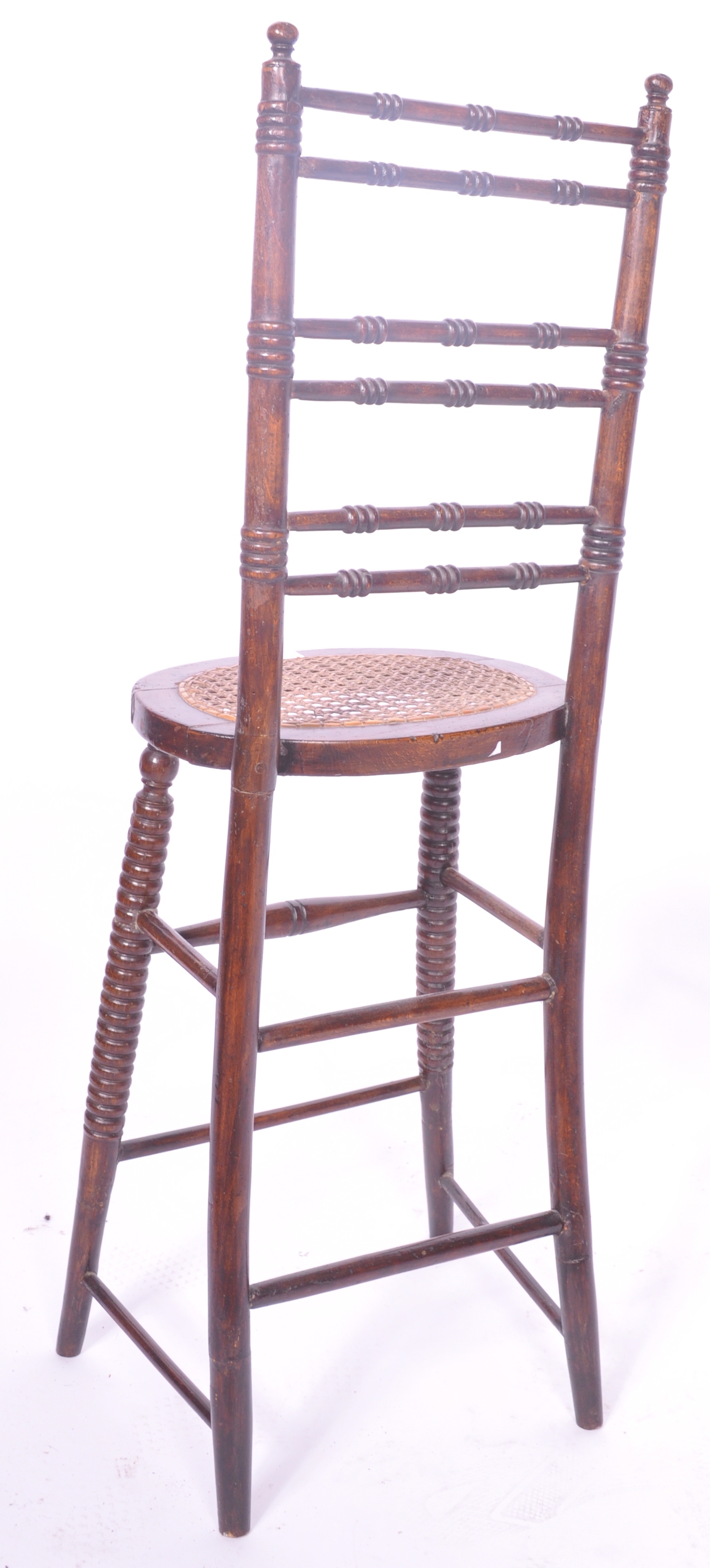 19TH CENTURY OAK MUSICIANS CHAIR WITH CANE WEBBED - Image 4 of 4