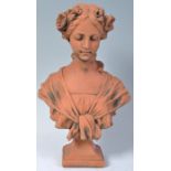 GUSTAVE VAN VAERENBERGH TERRACOTTA STYLE BUST OF A MAIDEN