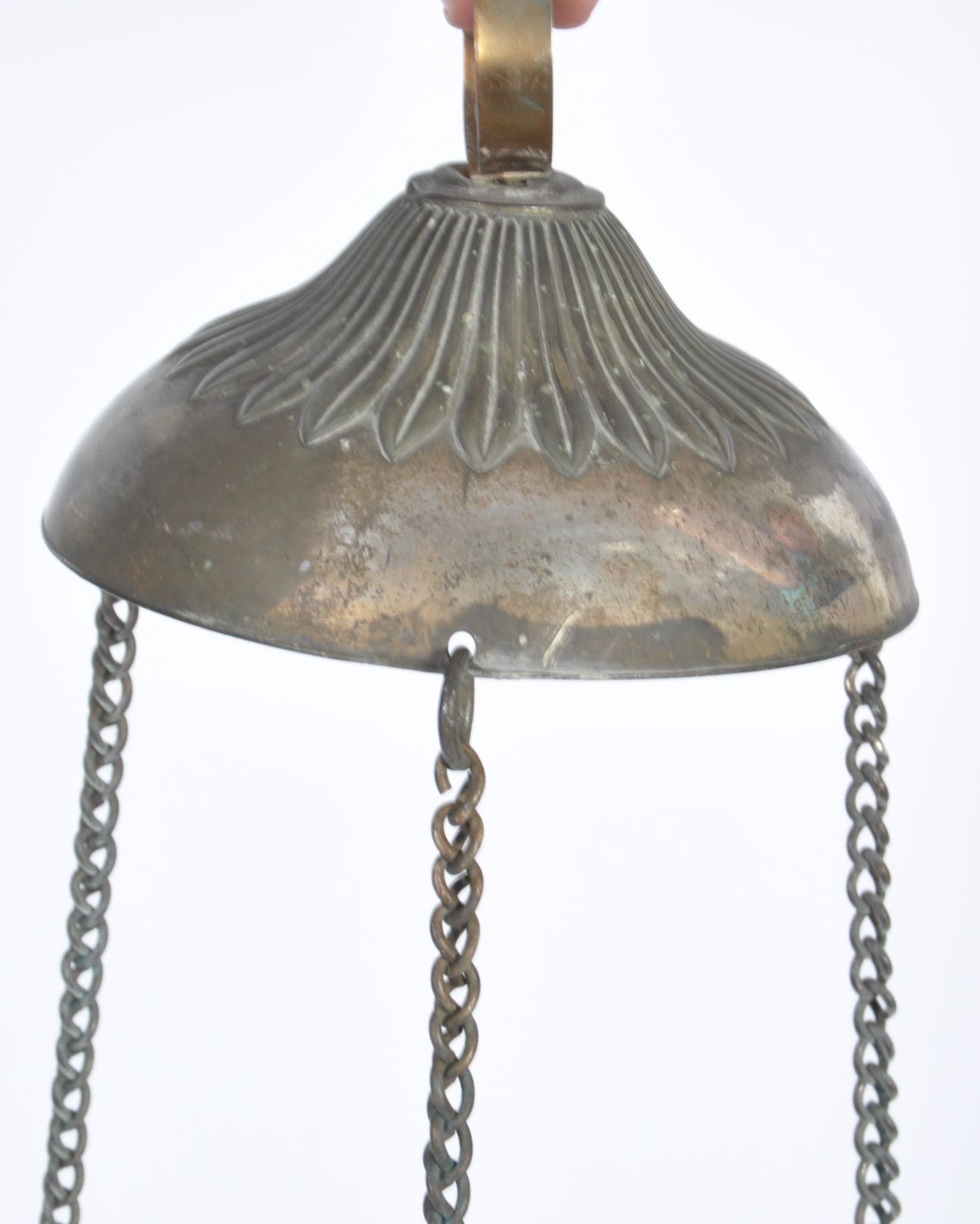 19TH CENTURY ECCLESIASTICAL SILVER PLATES VIGIL OIL LAMP. - Bild 3 aus 5