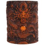 19TH CENTURY CHINESE CARVED BAMBOO BRUSH POT