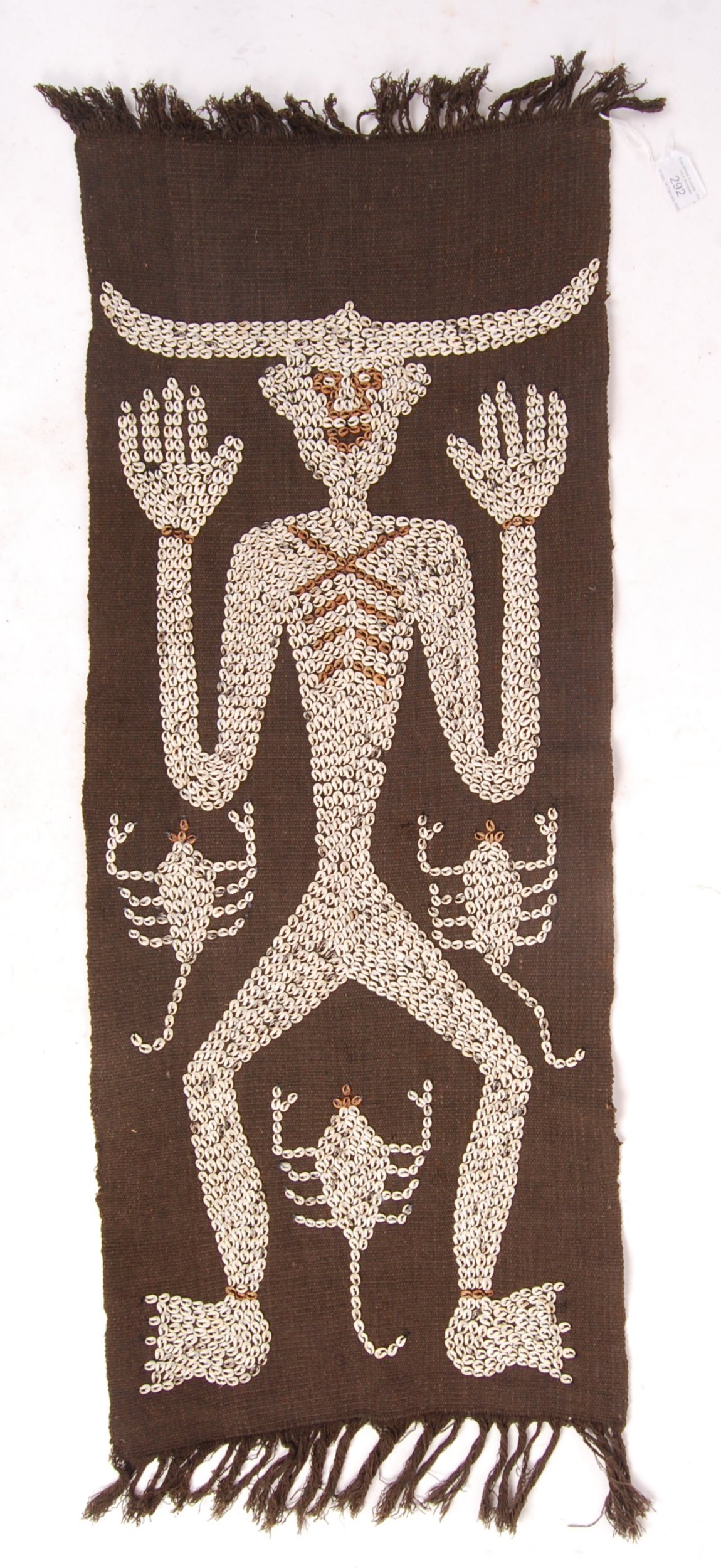 20TH CENTURY AFRICAN TRIBAL ART SHELL BEADED CLOTH