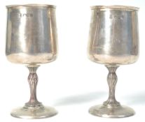 PAIR OF HALLMARKED SILVER WINE GOBLETS BY COOPER BROTHERS