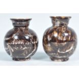 TWO ANTIQUE MACINTYRE POTTERY MARBLE GLAZE VASES