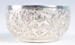 LATE 19TH CENTURY BURMESE SILVER PRAYER BOWL WITH GILDED INTERIOR