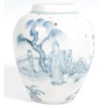 18TH CENTURY CHINESE ANTIQUE BLUE AND WHITE GINGER JAR
