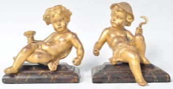 PAIR OF ANTIQUE GILDED BRONZE CHERUB FIGURES