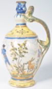 18TH CENTURY ANTIQUE FAIENCE VESSEL WITH LIZARD HANDLE