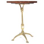 19TH CENTURY ANTIQUE BRASS BASED LEATHER TOPPED SIDE TABLE