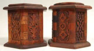 PAIR OF 18TH CENTURY ITALIAN OAK SPICE CADDIES