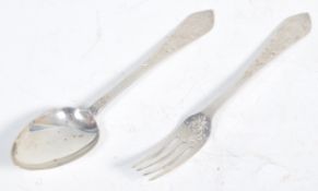 PAIR OF VICTORIAN HALLMARKED FORK AND SPOON BY W&J BARNARD