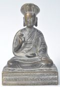 ANTIQUE BRONZE STATUE OF A SEATED ABHAYA MUDRA GES