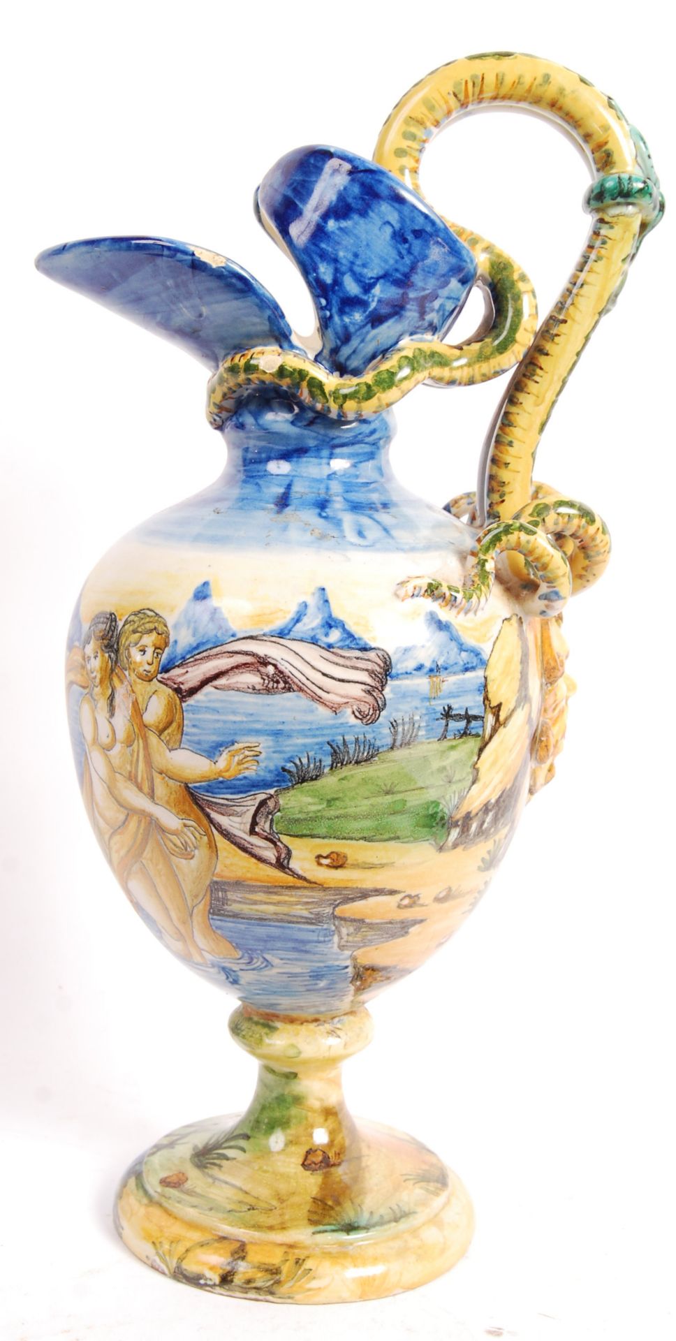 19TH CENTURY ITALIAN MAILICA EARTHENWARE POTTERY EWER