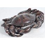 9TH CENTURY JAPANESE BRONZE MEIJI PERIOD CRAB INCENSE BURNER.