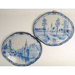 RARE PAIR OF DUTCH DELFT ROYAL TICHELAAR MAKKUM PLAQUES