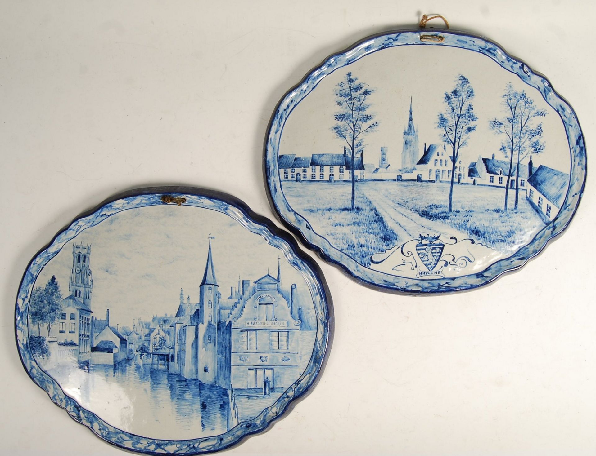 RARE PAIR OF DUTCH DELFT ROYAL TICHELAAR MAKKUM PLAQUES