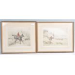 PAIR OF TOM CARR SIGNED DRYPOINT ETCHING OF HUNTING SCENES