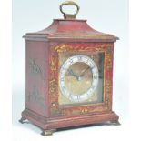EARLY 20TH CENTURY CHINOISERIE RED LACQUER MANTEL CLOCK