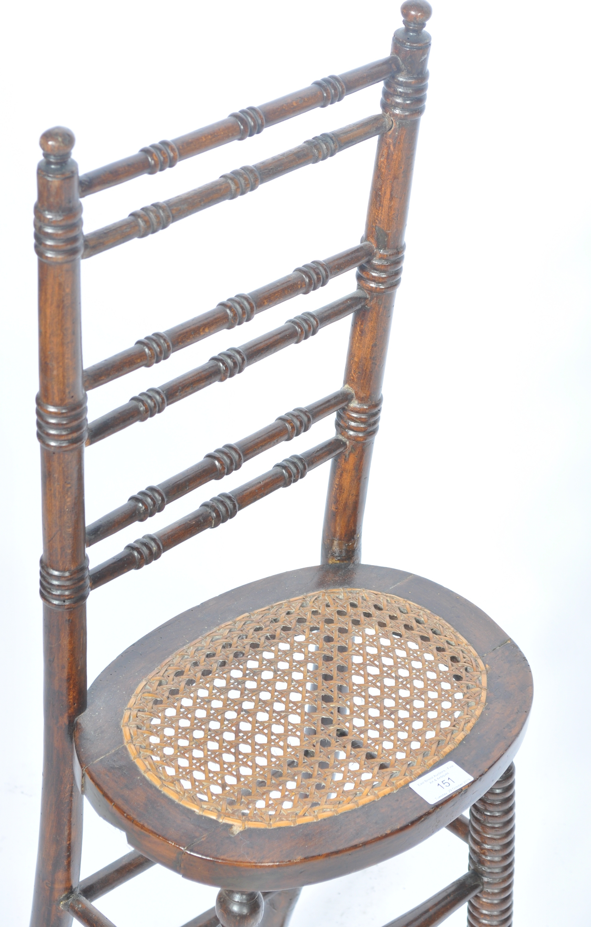 19TH CENTURY OAK MUSICIANS CHAIR WITH CANE WEBBED - Image 3 of 4