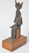 EGYPTIAN BRONZE FIGURAL SCULPTURE OF ISIS HOLDING INFANT HORUS