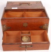 19TH CENTURY VICTORIAN OAK AND BRASS BOUND HUMIDOR BOX