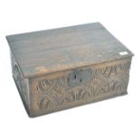 16TH/17TH CENTURY ENGLISH OAK BIBLE BOX