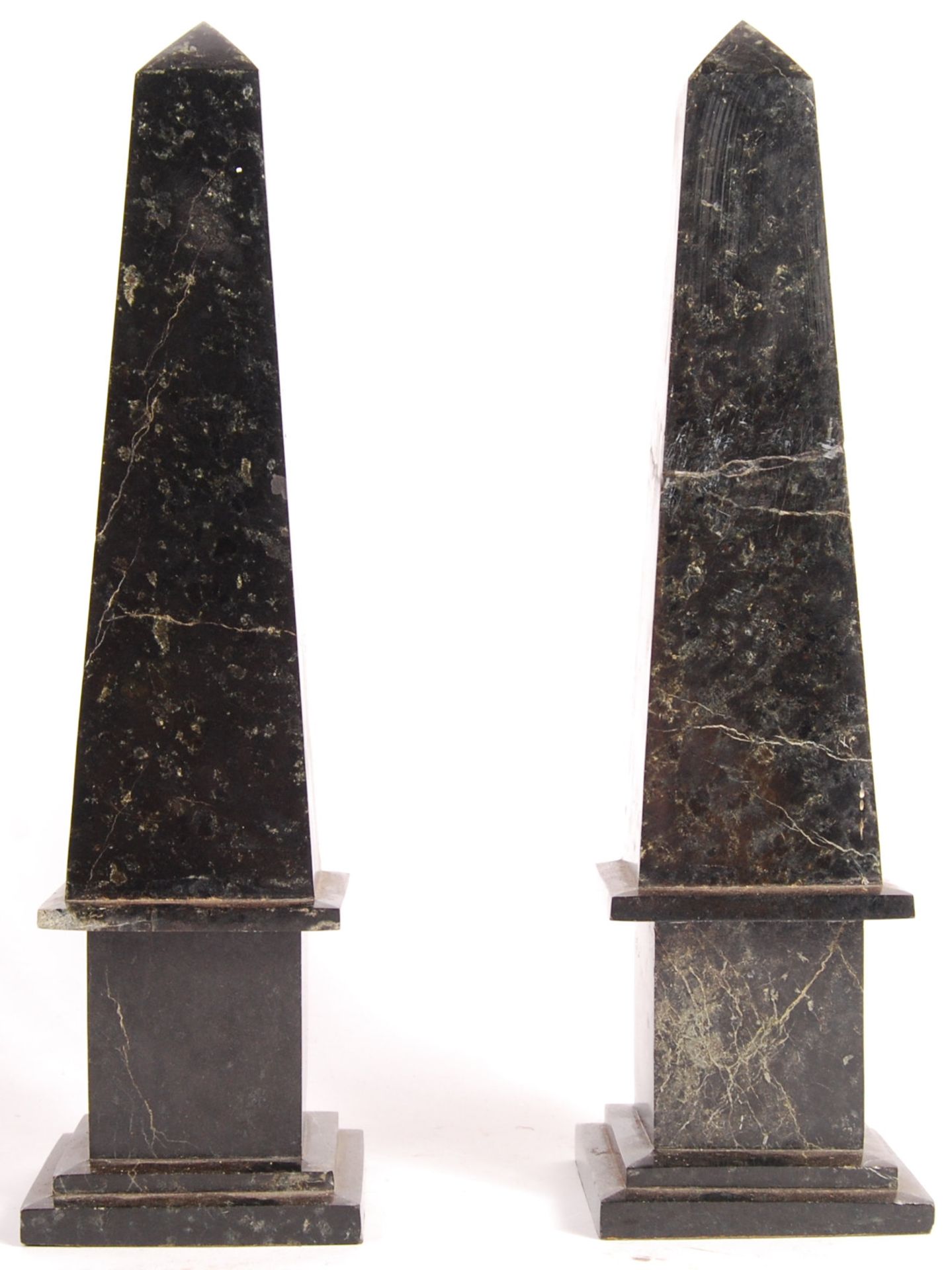 PAIR OF 19TH CENTURY ANTIQUE BLACK MARBLE OBELISKS