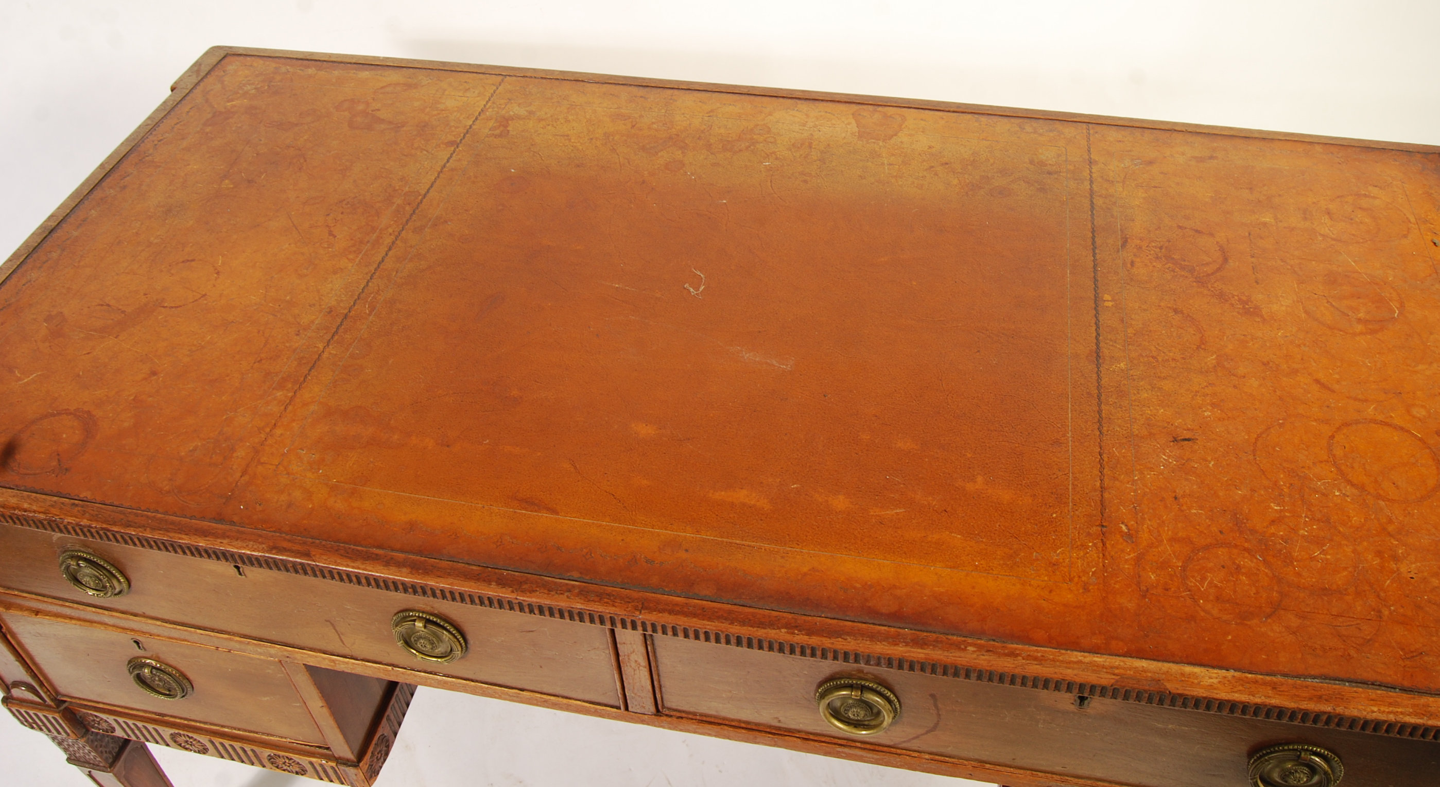 CHIPPENDALE REVIVAL LEATHER AND MAHOGANY DESK - Image 7 of 7
