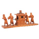 19TH CENTURY CHINESE FRUITWOOD CARVED FIGURE GROUP