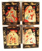 ANTIQUE 19TH CENTURY CHINESE EUROPEAN EXPORT CARD TRAYS