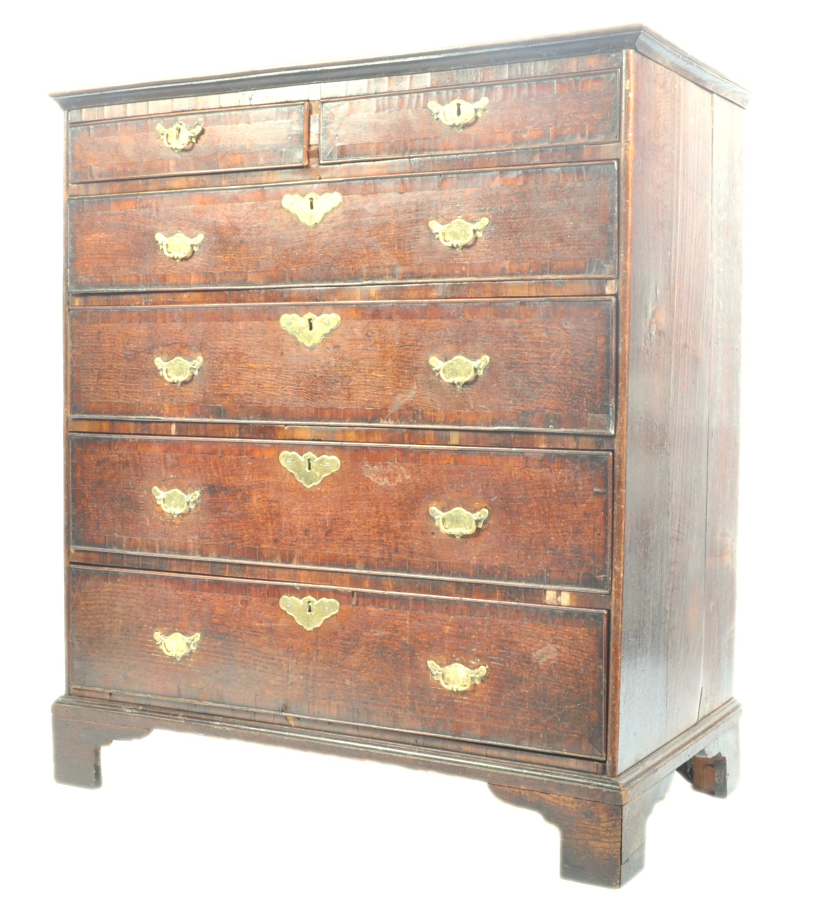 18TH CENTURY ENGLISH OAK TWO OVER FOUR CHEST OF DRAWERS