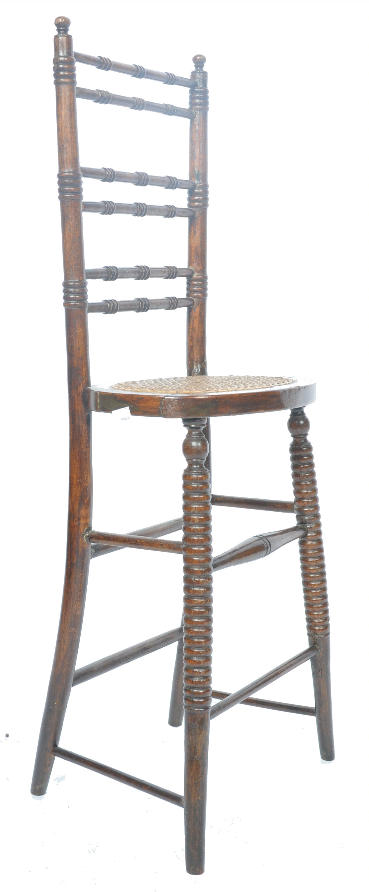 19TH CENTURY OAK MUSICIANS CHAIR WITH CANE WEBBED