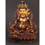 ANTIQUE 19TH CENTURY TIBETAN BRONZE JAMBHALA STATUE