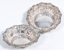 PAIR OF ANTIQUE VICTORIAN SILVER PEANUT DISHES BY FENTON