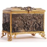 FINE 19TH CENTURY FRENCH BRASS & SILVER PLATE CASKET