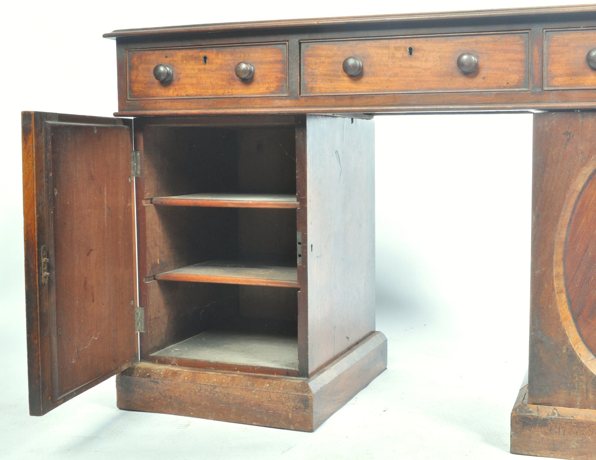 19TH CENTURY ANTIQUE TWIN PEDESTAL KNEEHOLE WRITING DESK - Image 6 of 6