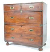 ANTIQUE TEAK CAMPAIGN CHEST OF DRAWERS