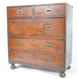 ANTIQUE TEAK CAMPAIGN CHEST OF DRAWERS