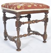 19TH CENTURY MAHOGANY TAPESTRY TOPPED FOOTSTOOL