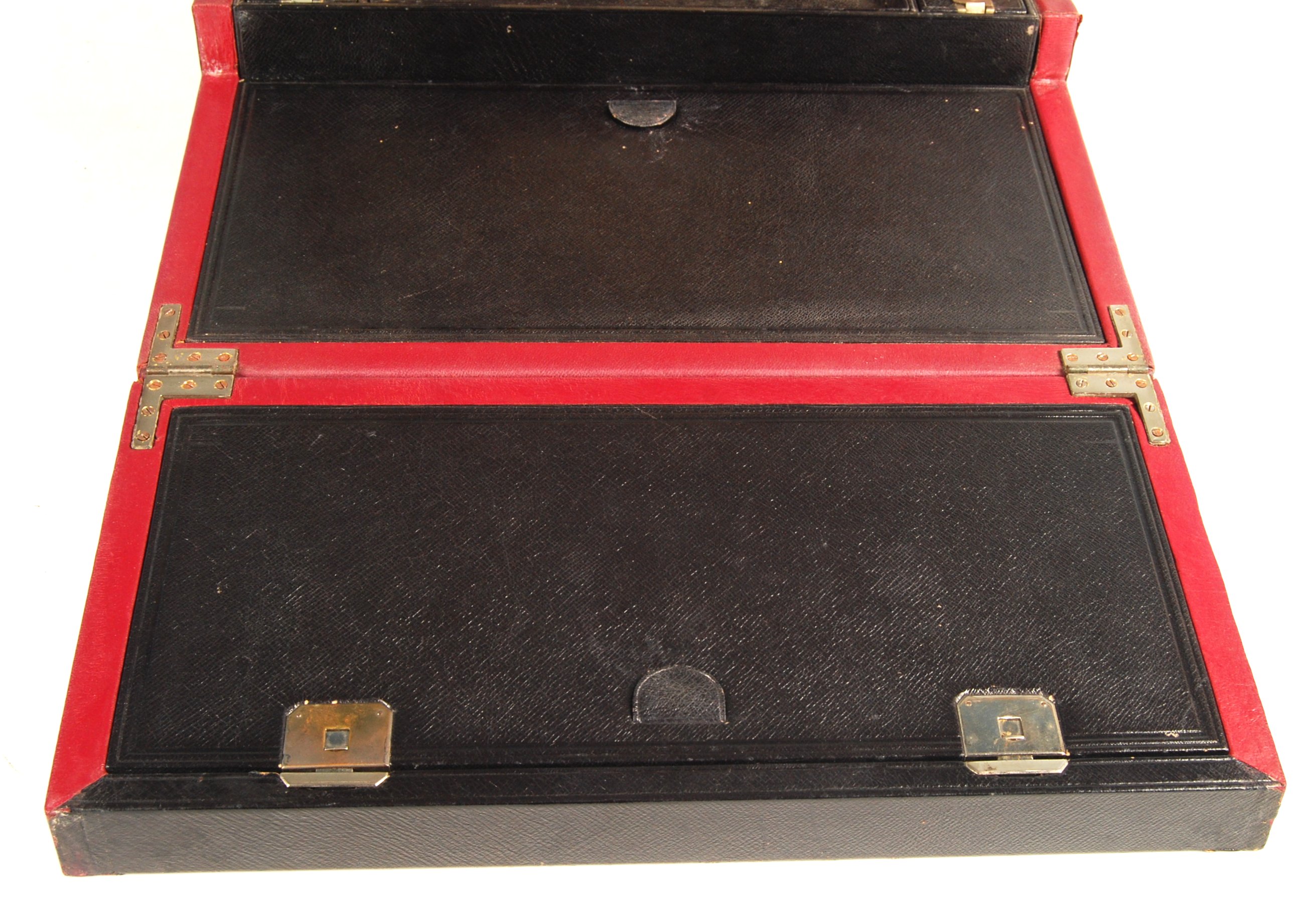 EARLY 20TH CENTURY PURPLE LEATHER WRITING SLOPE BOX - Image 7 of 11