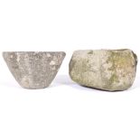 TWO ANTIQUE STONE CRUCIBLES / PLANTERS