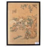 19TH CENTURY CHINESE WATERCOLOUR PAINTING OF SOLDIERS