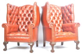 STUNNING PAIR OF QUEEN ANNE STYLE CHESTERFIELD ARMCHAIRS