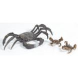 GROUP OF ANTIQUE JAPANESE MEIJI BRONZE CRABS