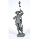 ANTIQUE 19TH CENTURY SPELTER LAMP IN CAVALIER FORM