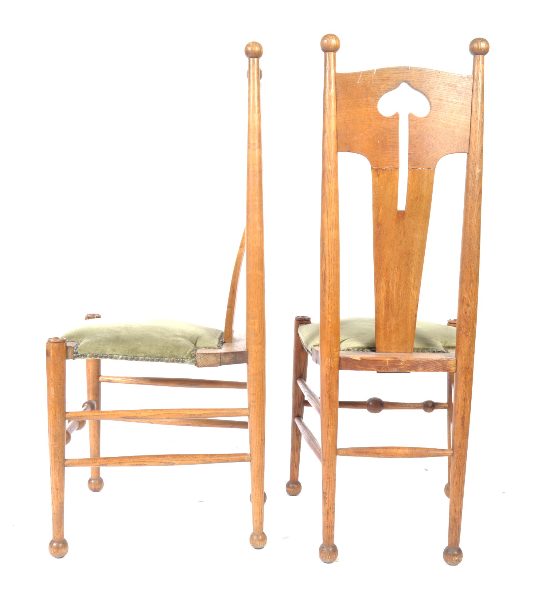 PAIR OF ANTIQUE ARTS AND CRAFTS OAK SIDE / DINING CHAIRS - Image 3 of 5