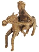 EARLY 20TH CNETURY BRONZE AFRICAN ART DOGON WARRIOR ON HORSE